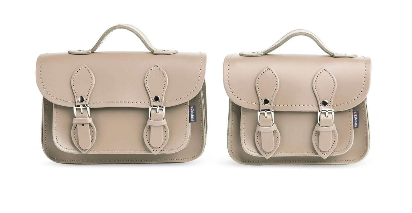 Handmade Leather Micro Satchel - Iced Coffee-4