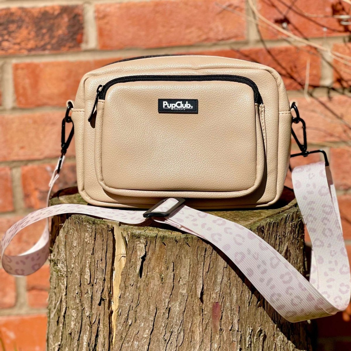 Crossbody Dog Walking Bag - Vegan Leather Tan - mezetto PupClub Couture PupClub Couture