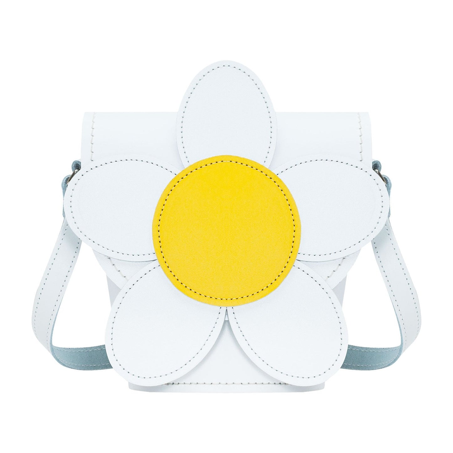 Handmade Leather Daisy Barrel Bag - White-0