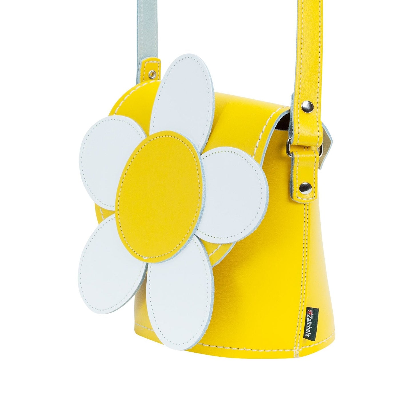 Handmade Leather Daisy Barrel Bag - Pastel Yellow-1