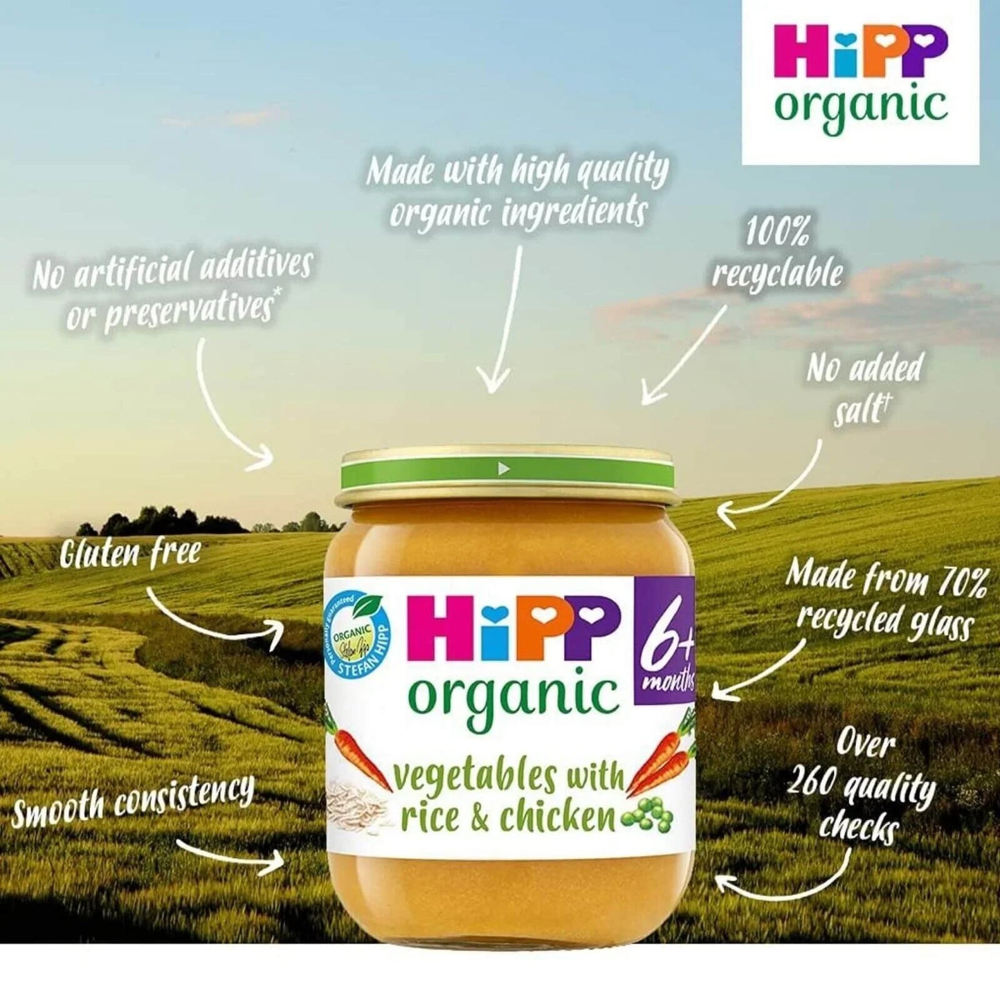 HiPP Organic Vegetables with Rice & Chicken Baby Food Jar 6+ months 125g