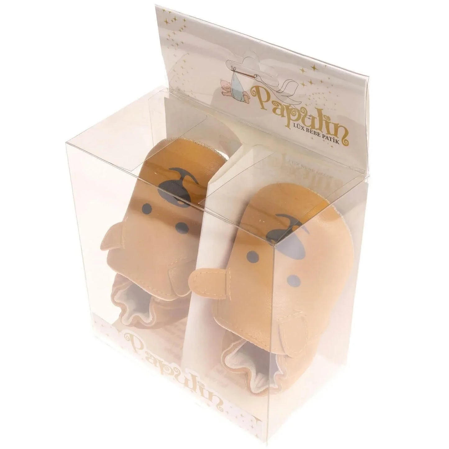 Papulin Unisex Bear Patterned Booties - Ginger