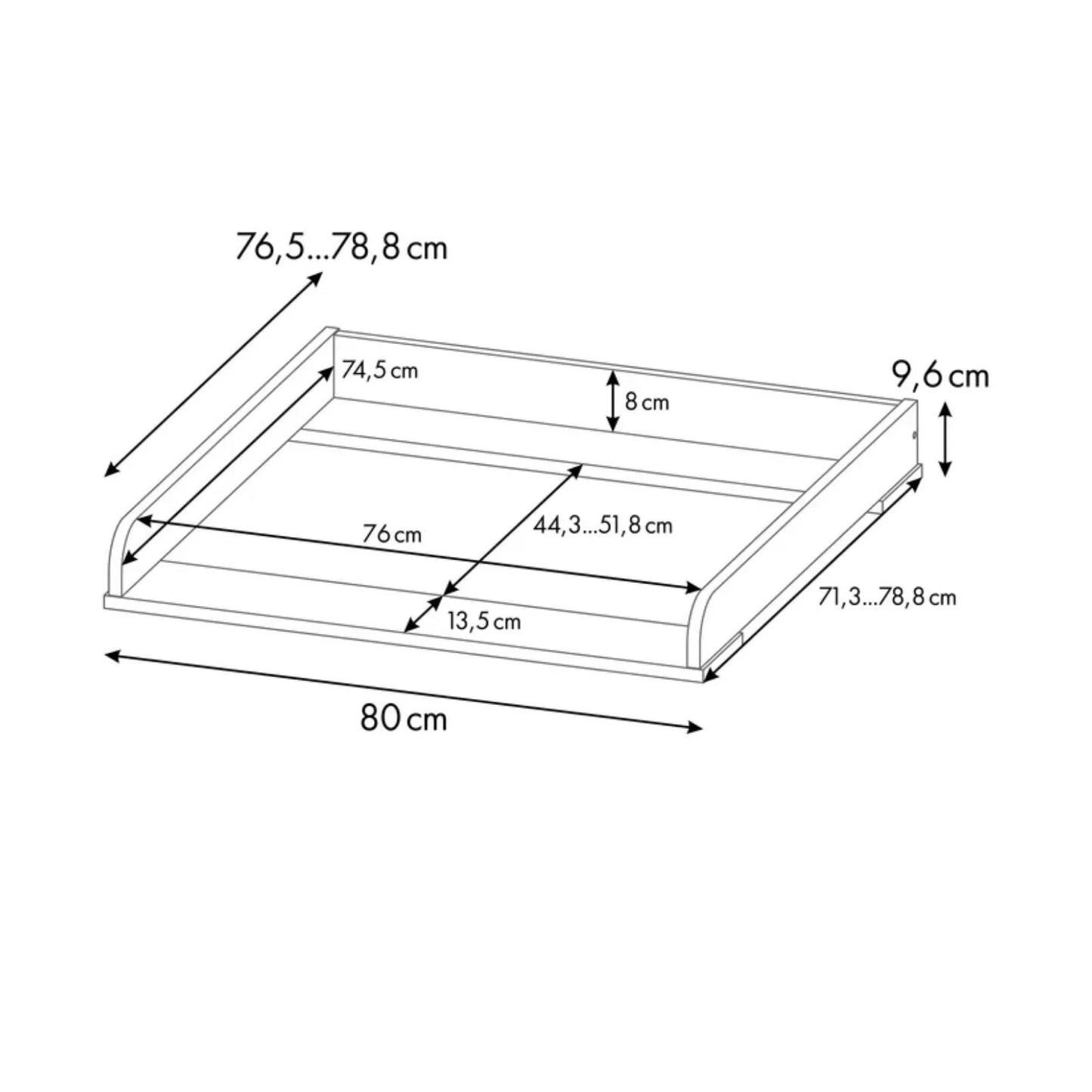 Shefa Kids 800 Universal Dresser Baby Changing Top - Oak