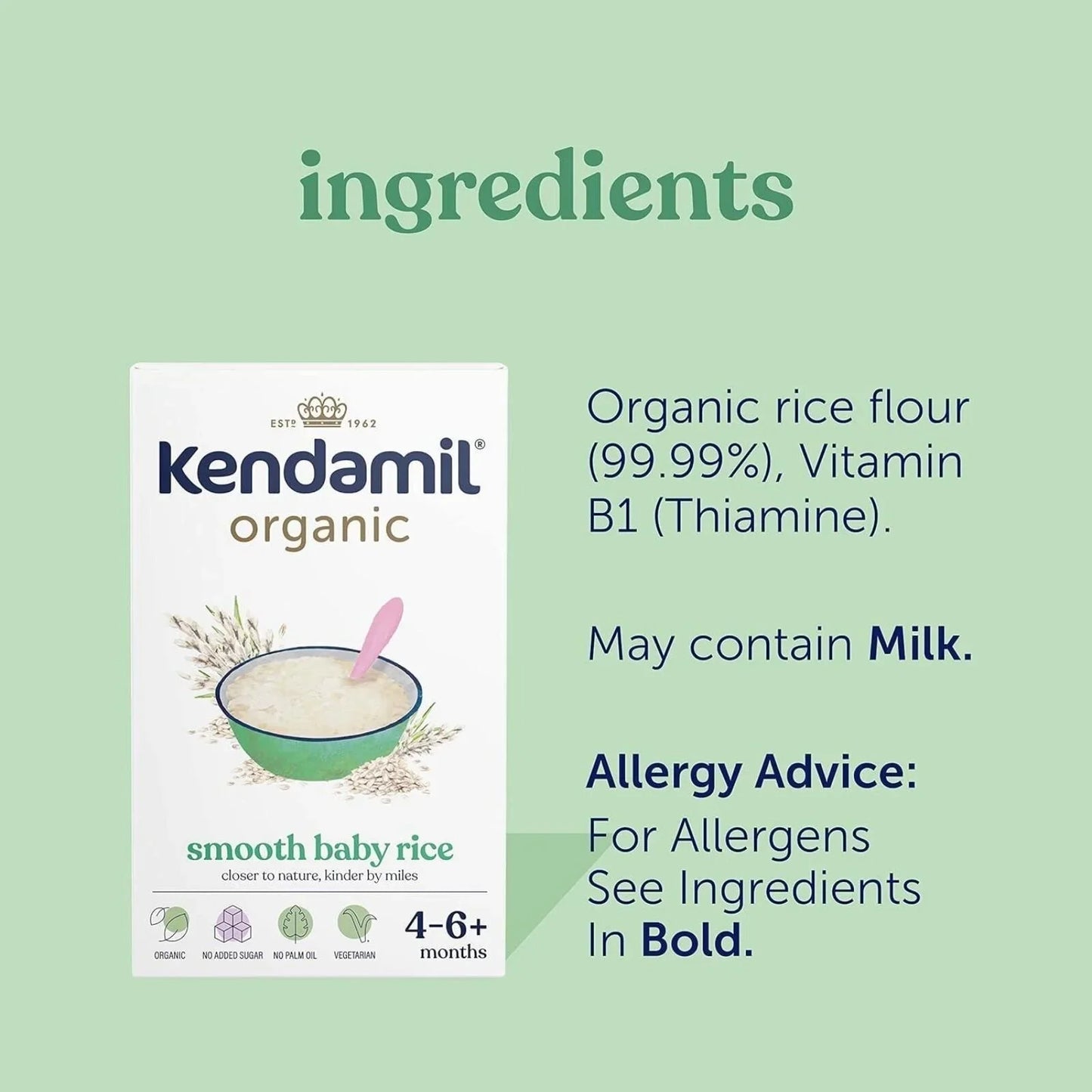 Kendamil Organic Smooth Baby Rice 4+ months 120g