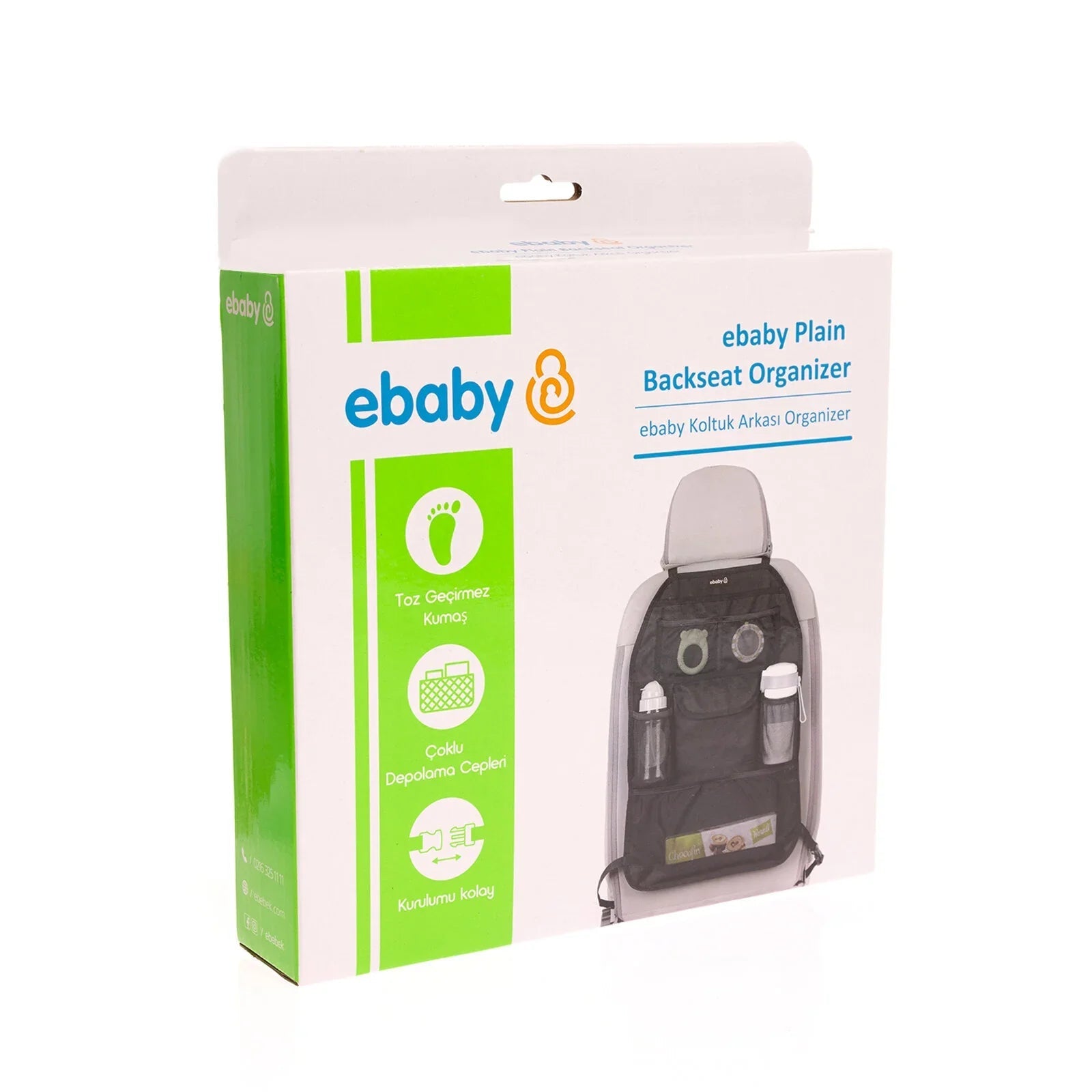 ebaby Plain Backseat Organiser - Black - mezetto