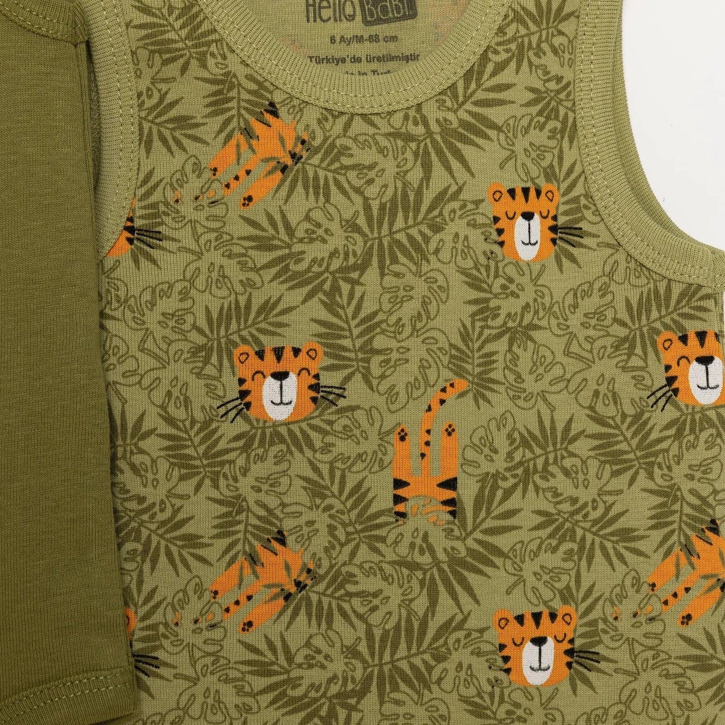 HelloBaby Boy 2-Pack Sleeveless Bodysuit - Khaki