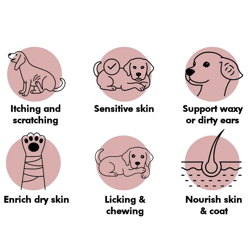 Itching and scratching dog treats for skin, licking, chewing, seasonal (natural herbal)
