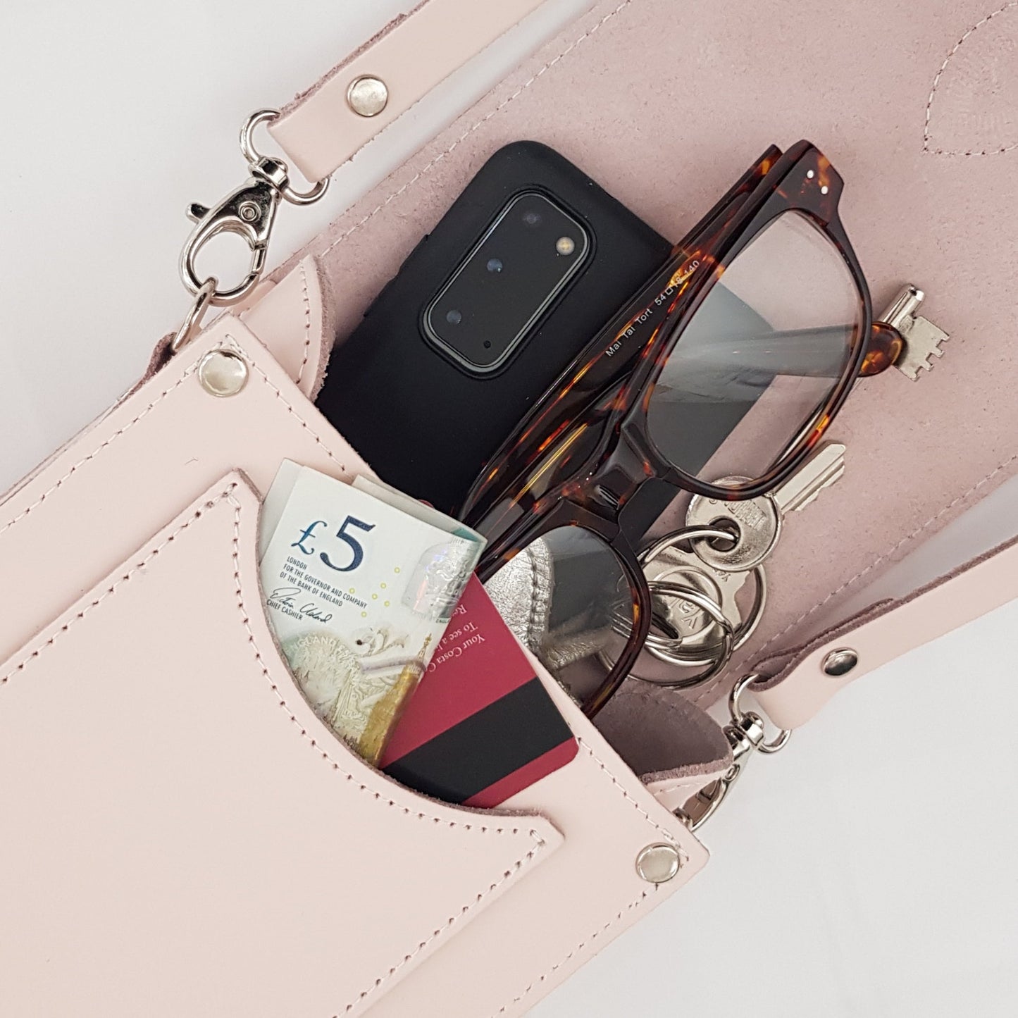 Handmade Leather Festival Phone Bag - Cherry Blossom-3
