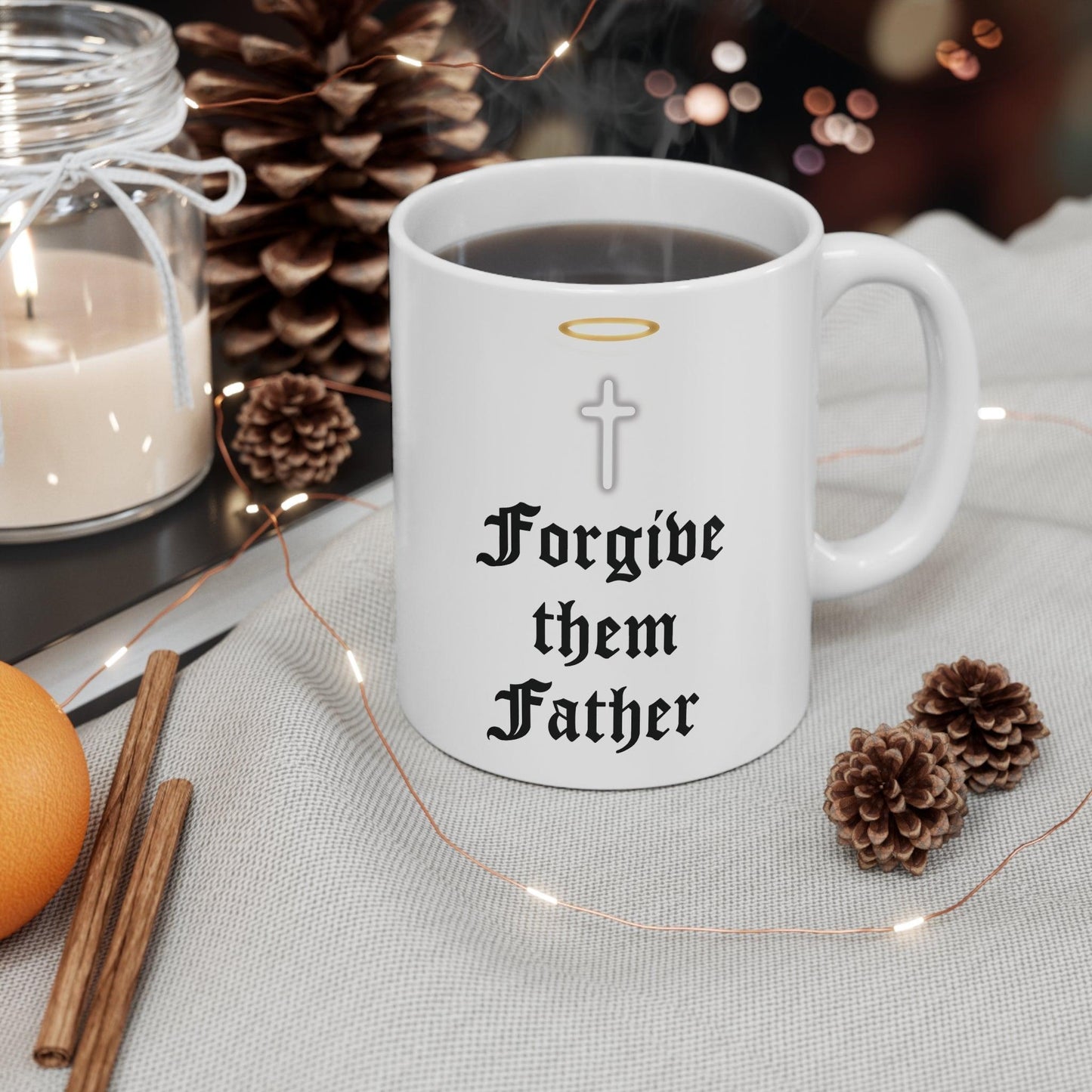 Forgive Them Father Cross Mug | 11 oz Faith & Peace - mezetto KEOLIX KEOLIX