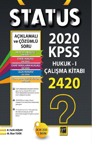 Gazi Kitabevi Durumu 2020 Kpss Hukuk -I Çalışma Kitabı