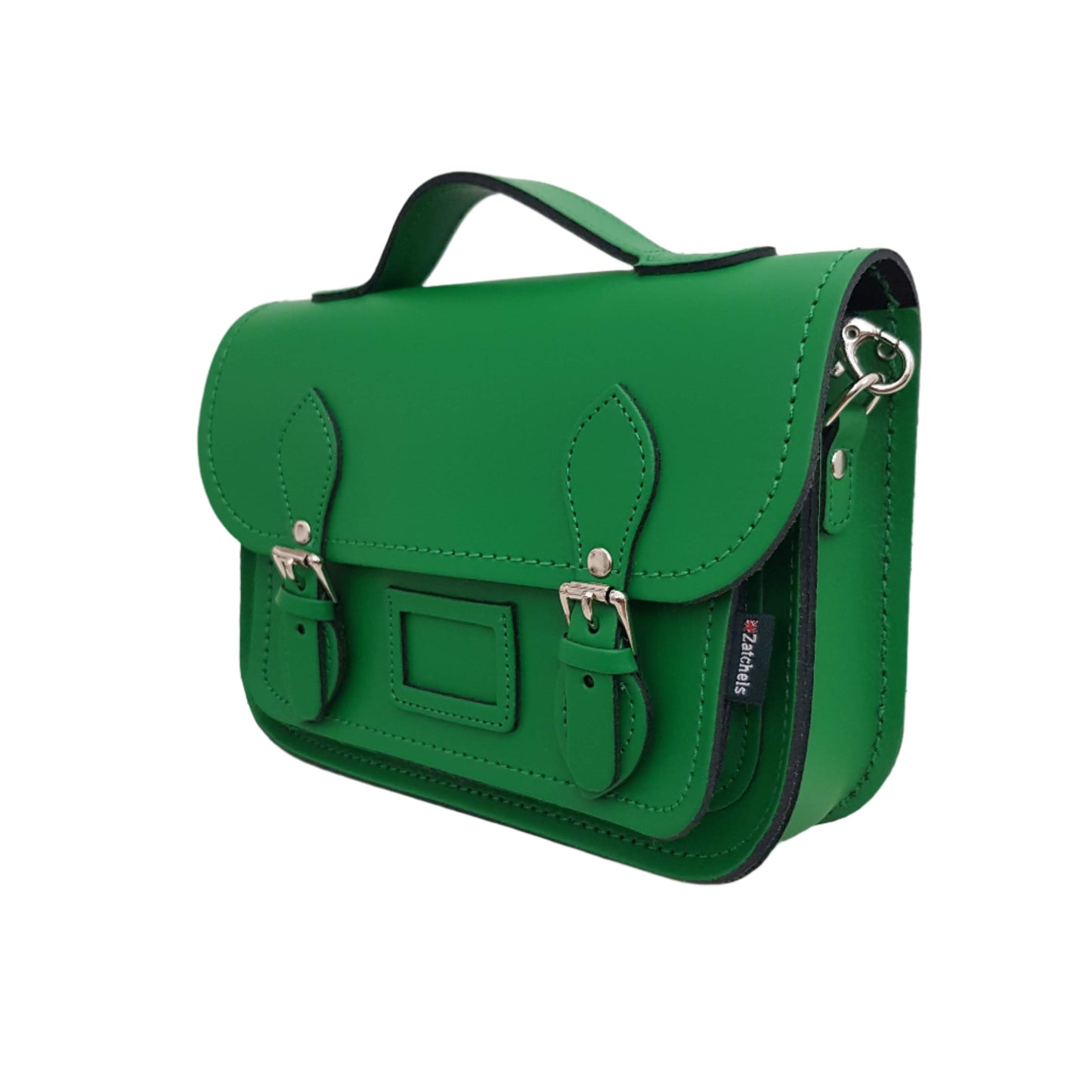 Leather Midi Satchel - Green-1