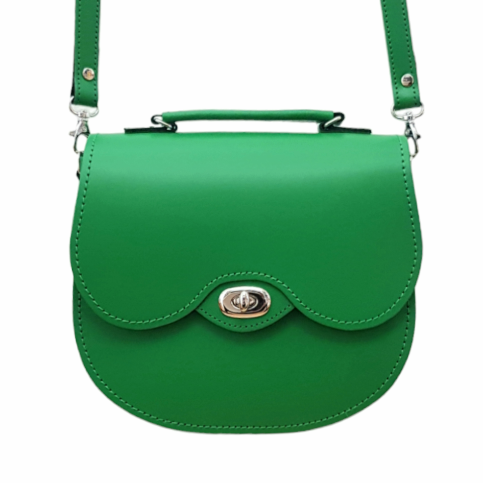 Handmade Leather Twist Lock Saddle Bag - Green-2