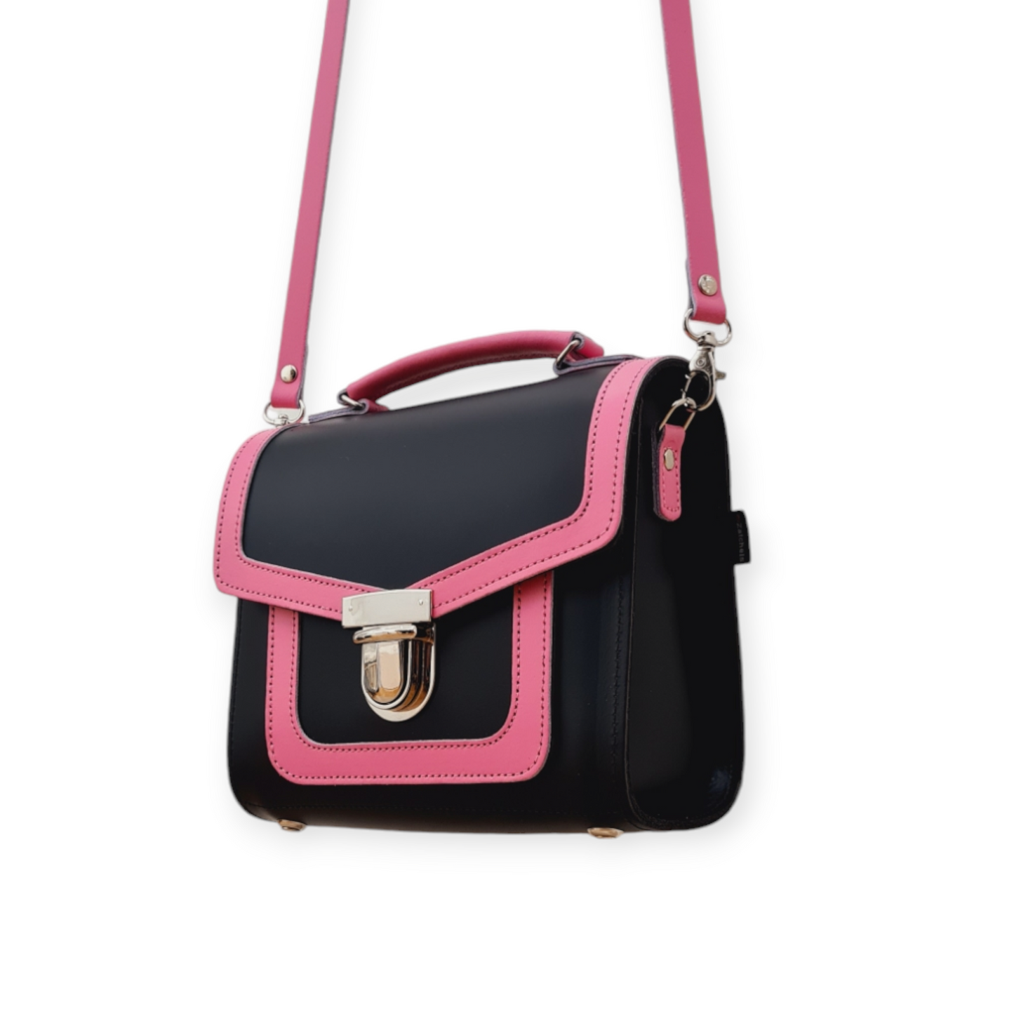 Harmony Handmade Leather Sugarcube Plus Handbag - Hot Fuchsia -Pink-1