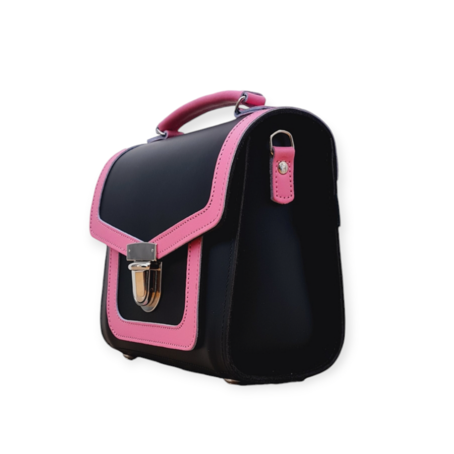 Harmony Handmade Leather Sugarcube Plus Handbag - Hot Fuchsia -Pink-4