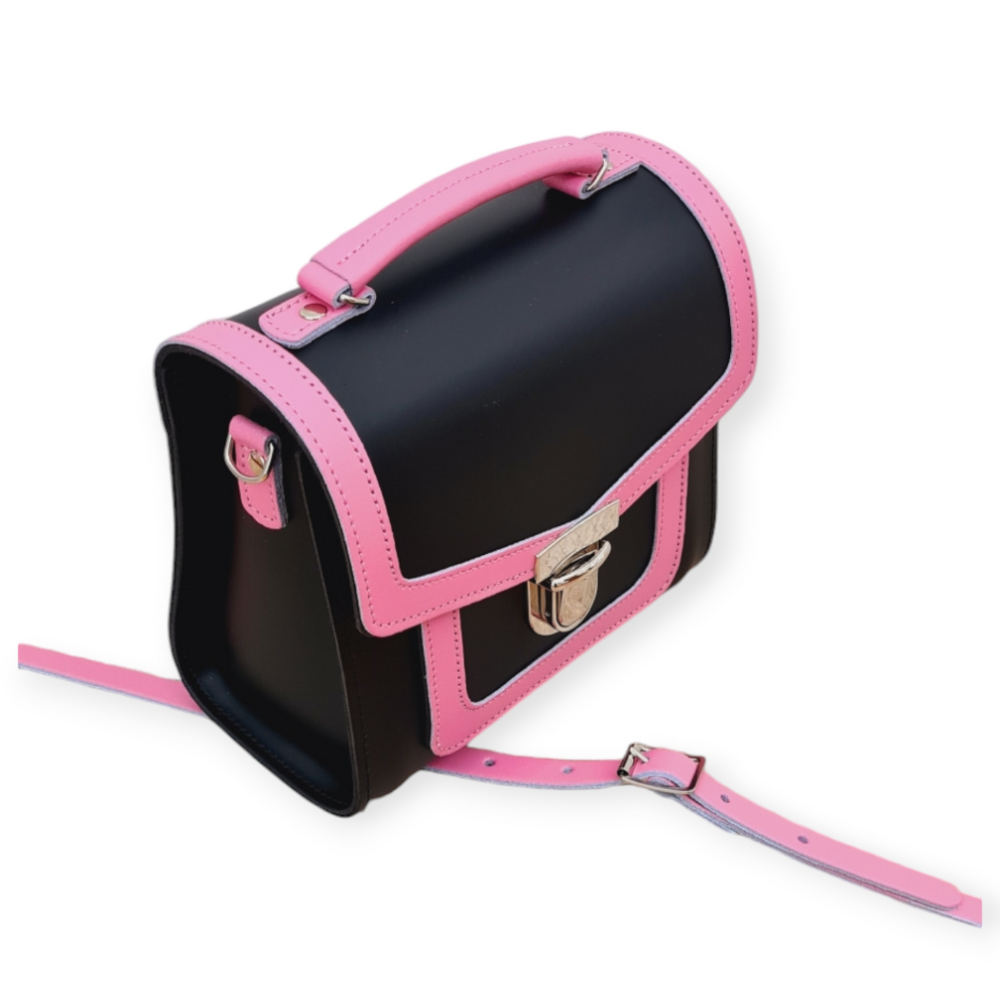 Harmony Handmade Leather Sugarcube Plus Handbag - Hot Fuchsia -Pink-3