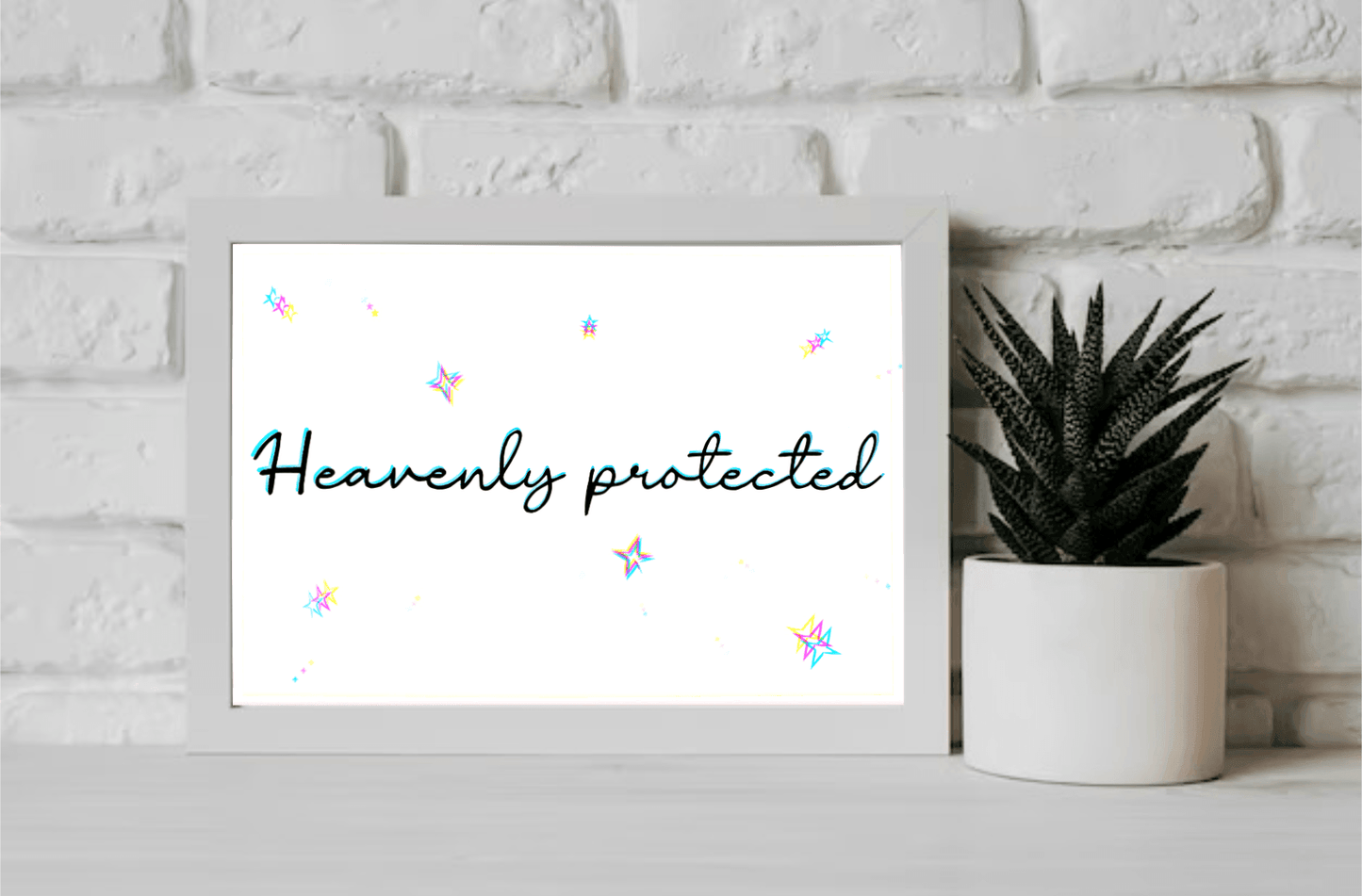 Heavenly Protected | Celestial Minimalist Art Print - mezetto KEOLIX KEOLIX