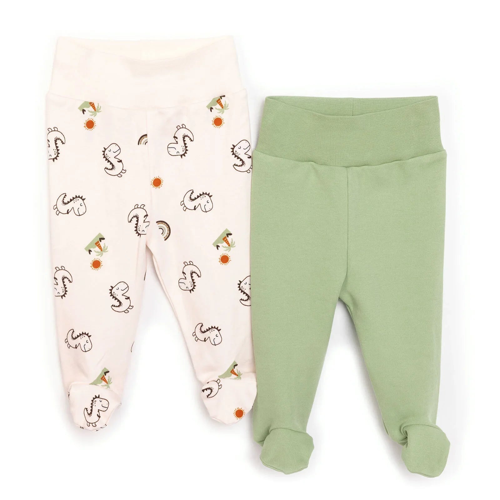 HelloBaby Baby Boy 2 Pcs Footed Bottom - Beige - mezetto