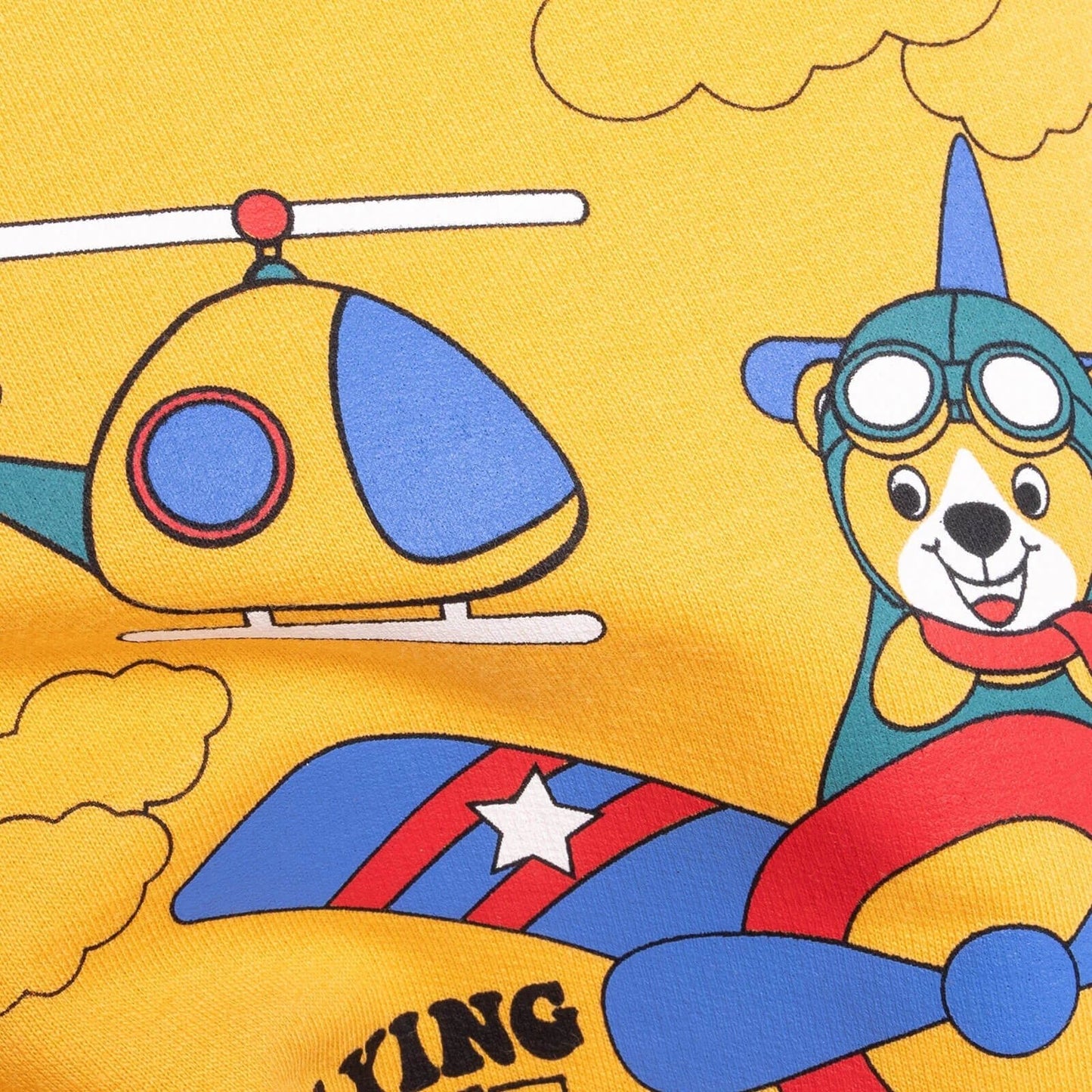 HelloBaby Baby Boy Basic Helicopter Patterned Sweatshirt - Dark Yellow - mezetto