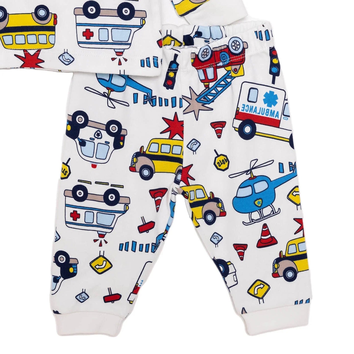 HelloBaby Baby Boy Cars Printed Pyjamas Set - Ecru - mezetto