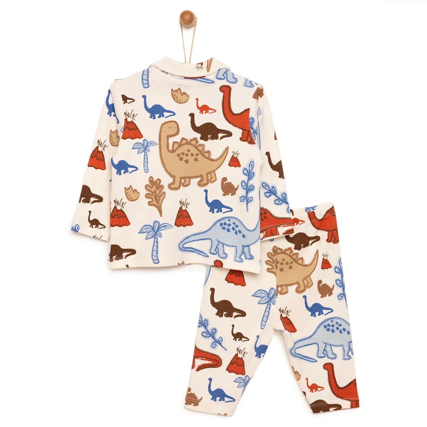 HelloBaby Baby Boy Dinasour Printed Pyjamas Set - Ecru - mezetto