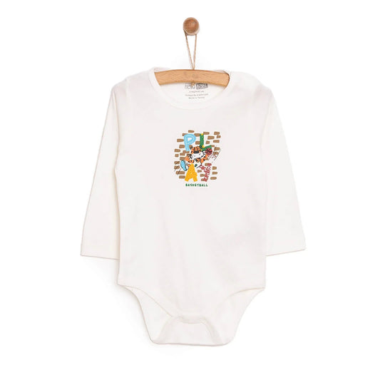 HelloBaby Baby Boy Long Sleeve Bodysuit - Beige - mezetto