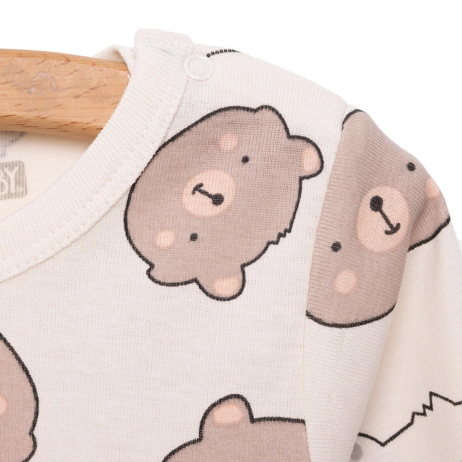 HelloBaby Baby Boy Long Sleeve Bodysuit - Beige - mezetto