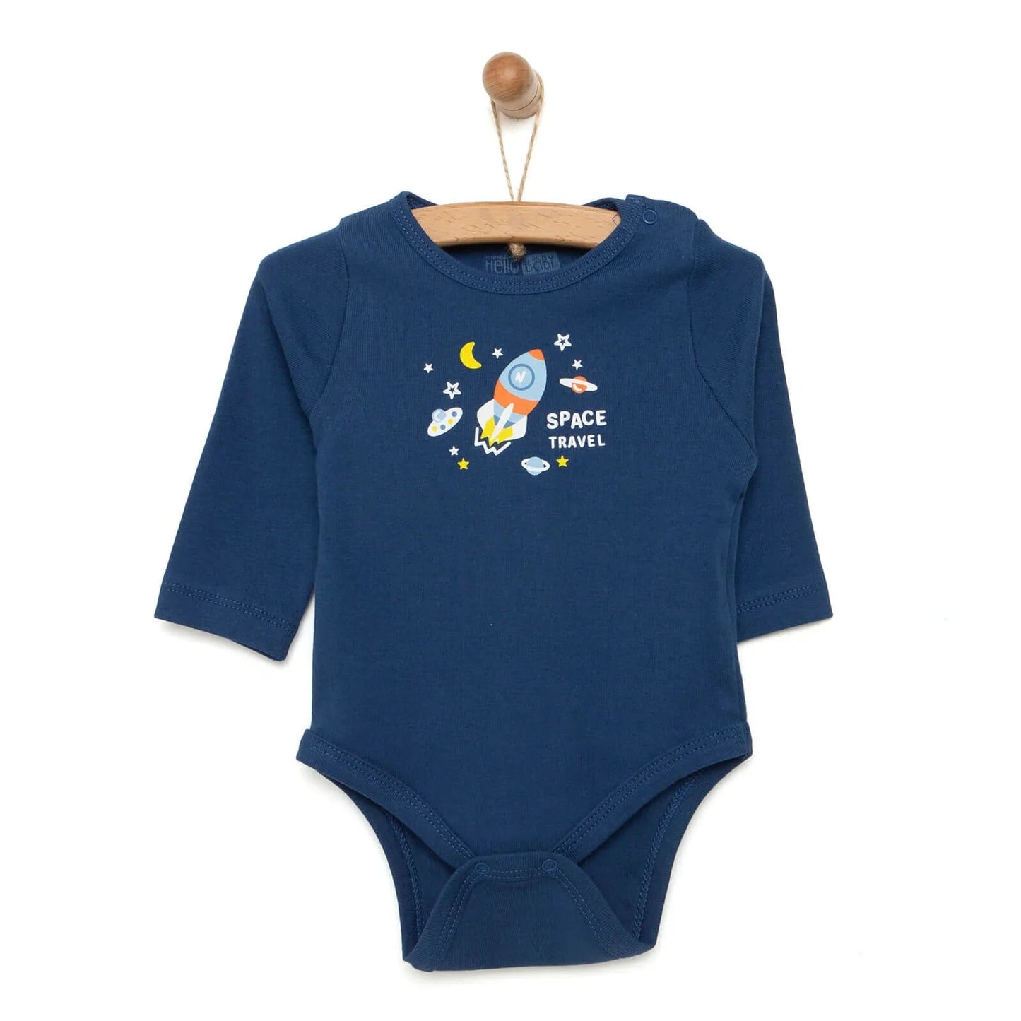 HelloBaby Baby Boy Long Sleeve Bodysuit - Navy Blue - mezetto