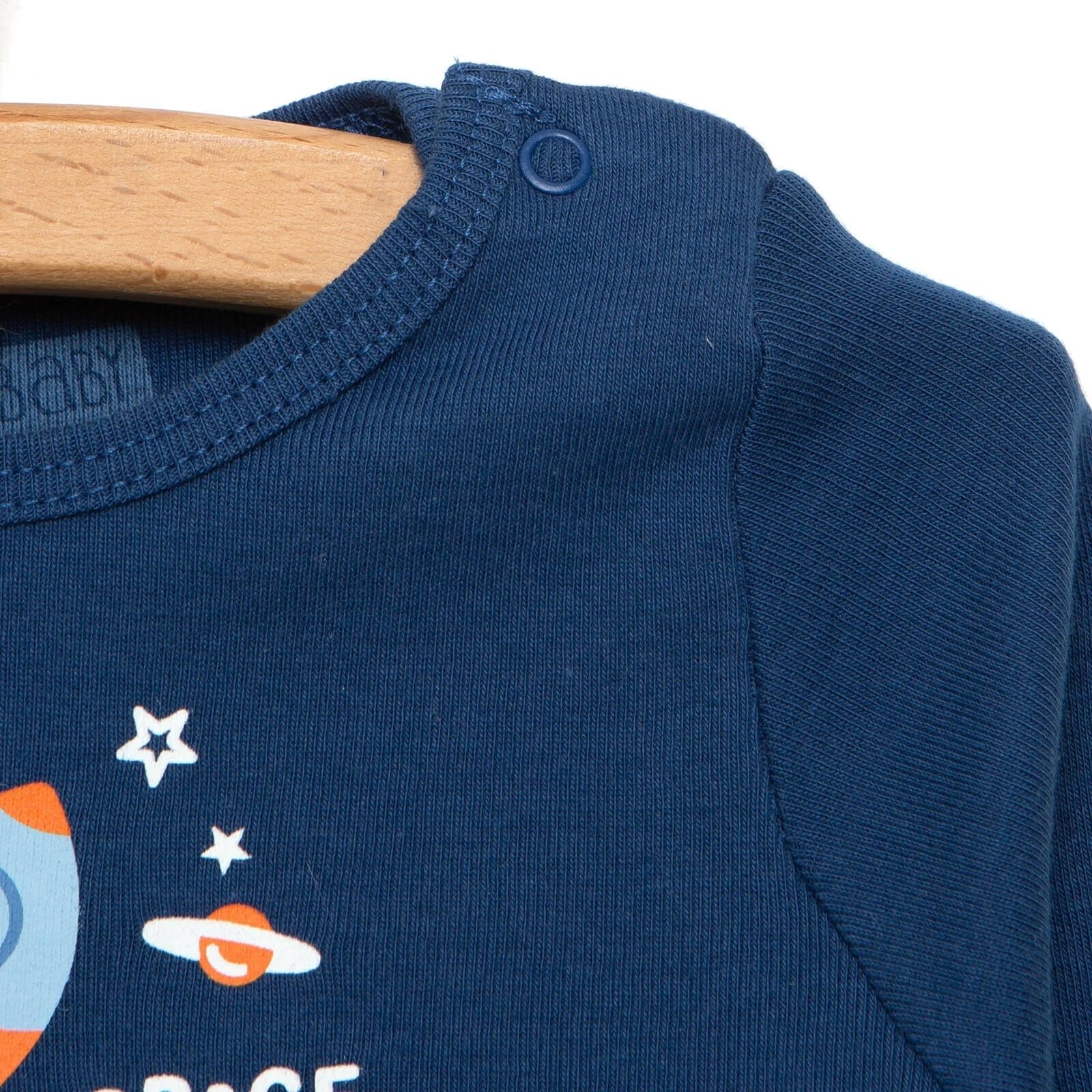 HelloBaby Baby Boy Long Sleeve Bodysuit - Navy Blue - mezetto