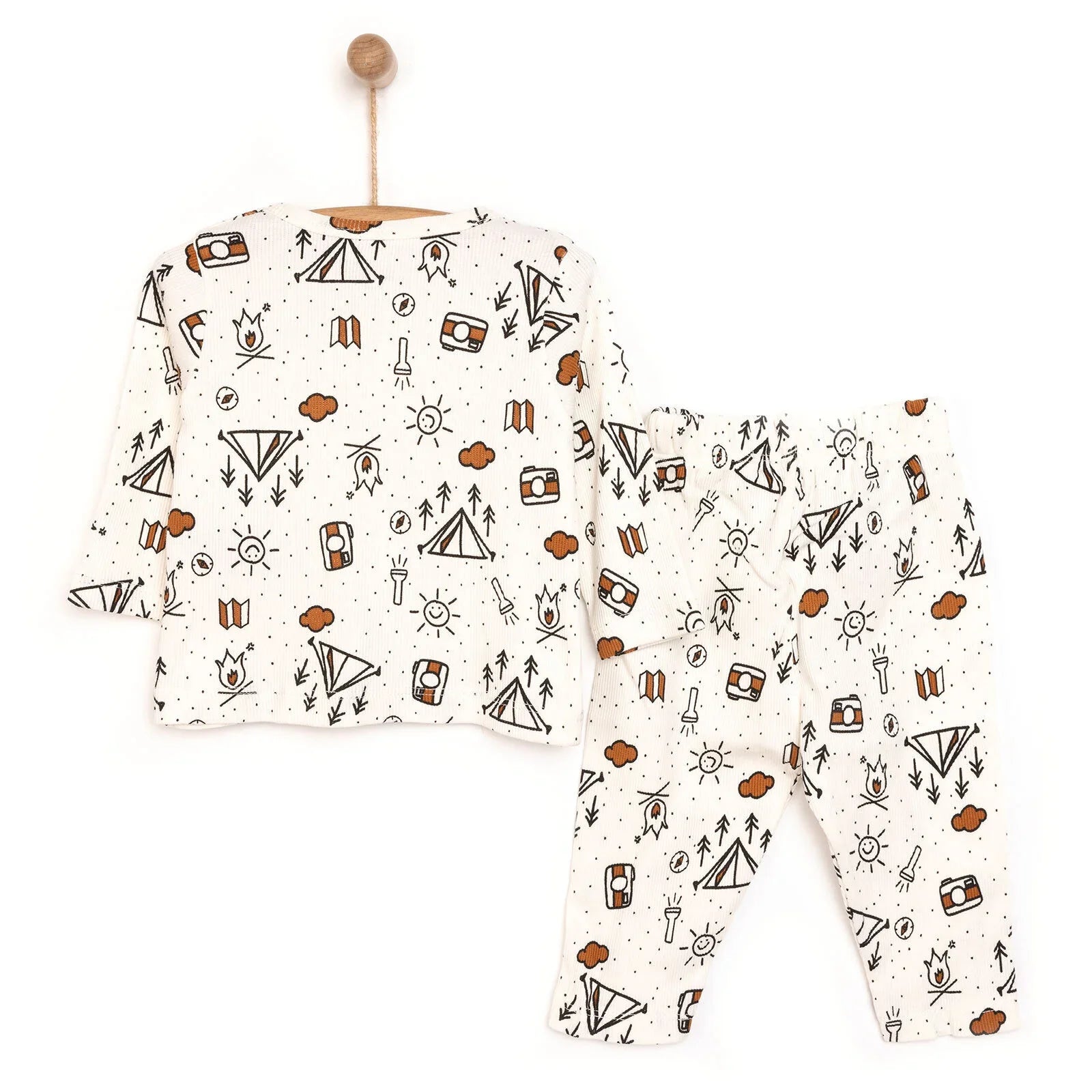 HelloBaby Baby Boy Long Sleeve Pyjamas - Ecru - mezetto