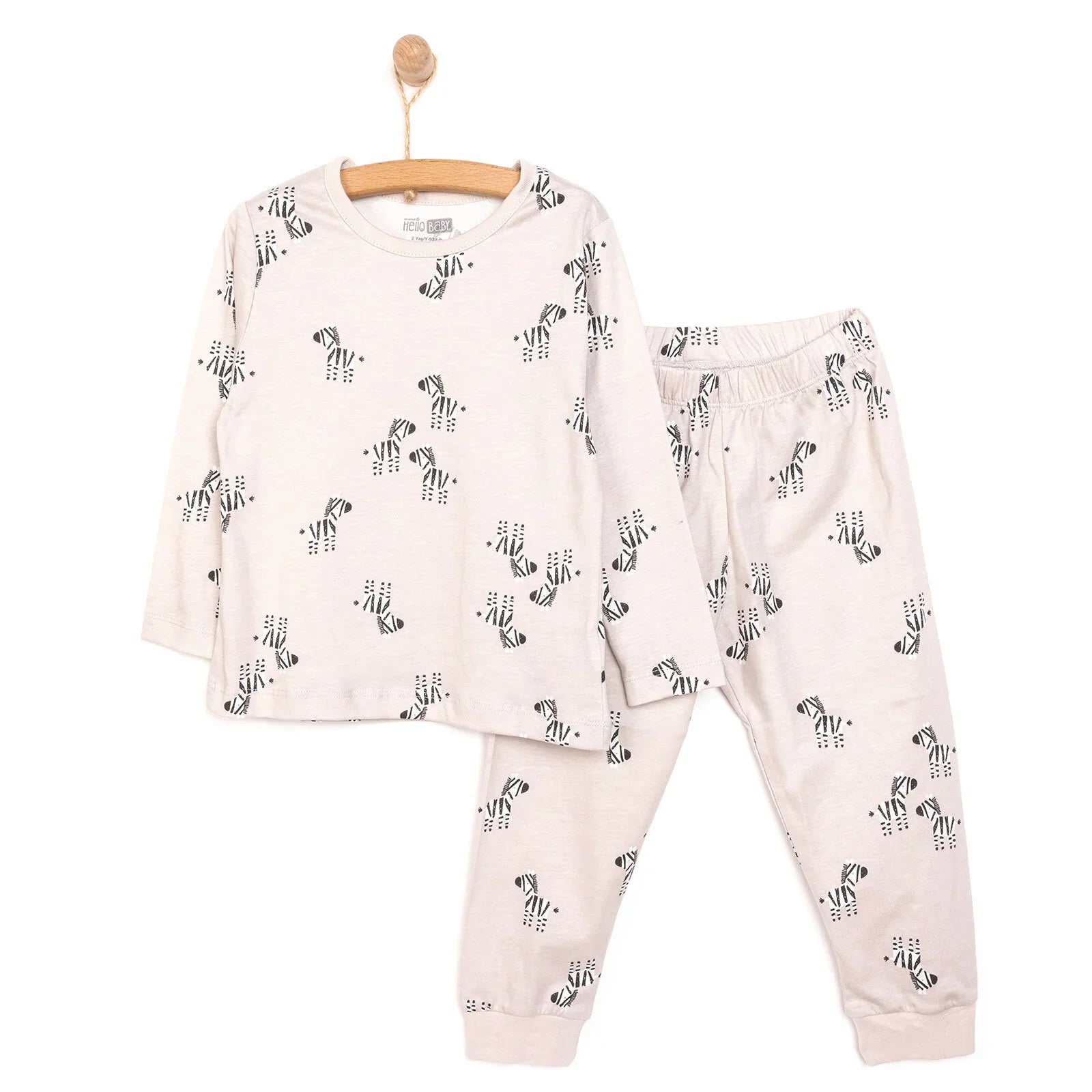 HelloBaby Baby Boy Long Sleeve Pyjamas Set - Beige - mezetto