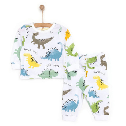 HelloBaby Baby Boy Long Sleeve Pyjamas Set - White - mezetto