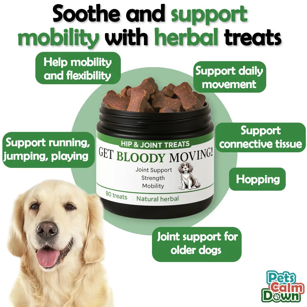 Hip & joint dog treats for age, mobility, strength, joints (natural herbal)