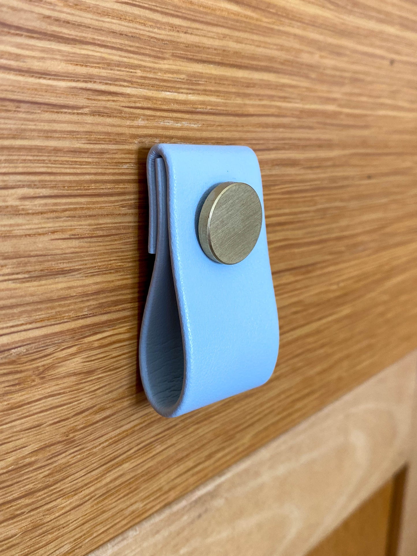 Cupboard door drawer pull, made with apple leather-9