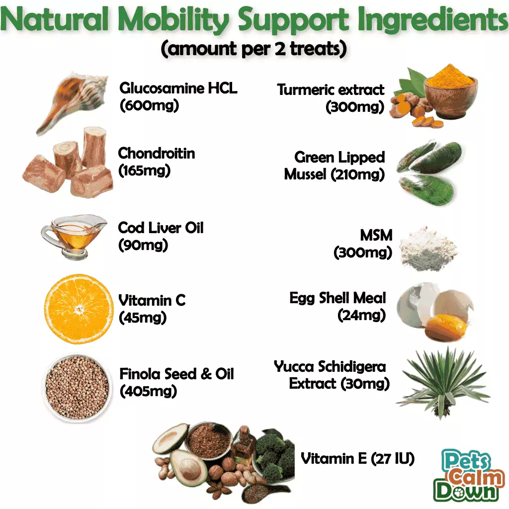 Hip & joint dog treats for age, mobility, strength, joints (natural herbal)