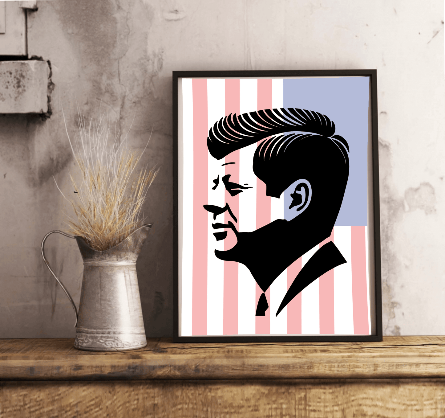 JFK Patriotic Silhouette – Bold Wall Art Print - mezetto KEOLIX KEOLIX