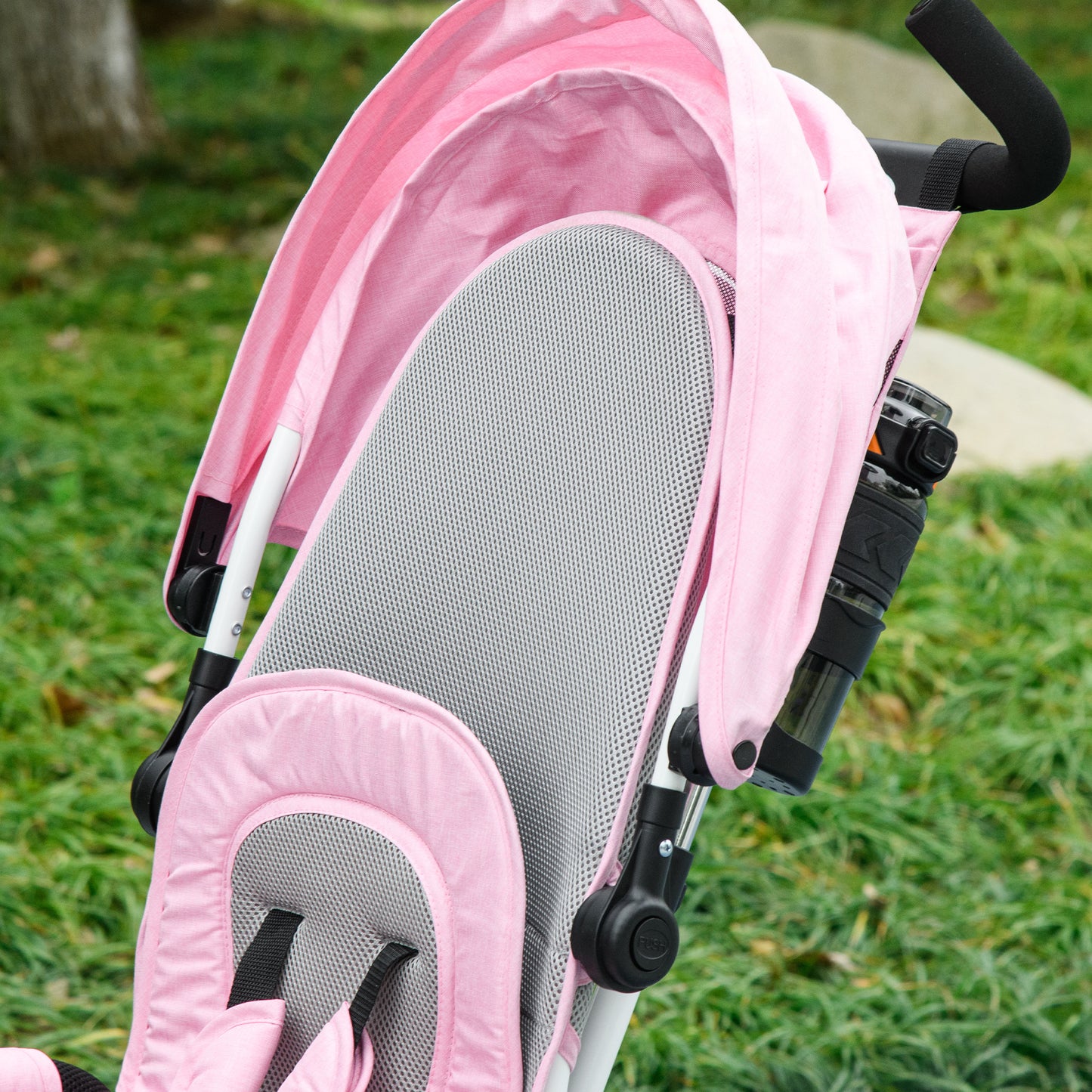 4 in 1 Kids Trike Push Bike w/ Push Handle, Canopy, 5-point Safety Belt, Storage, Footrest, Brake, for 1-5 Years, Pink | HOMCOM-7