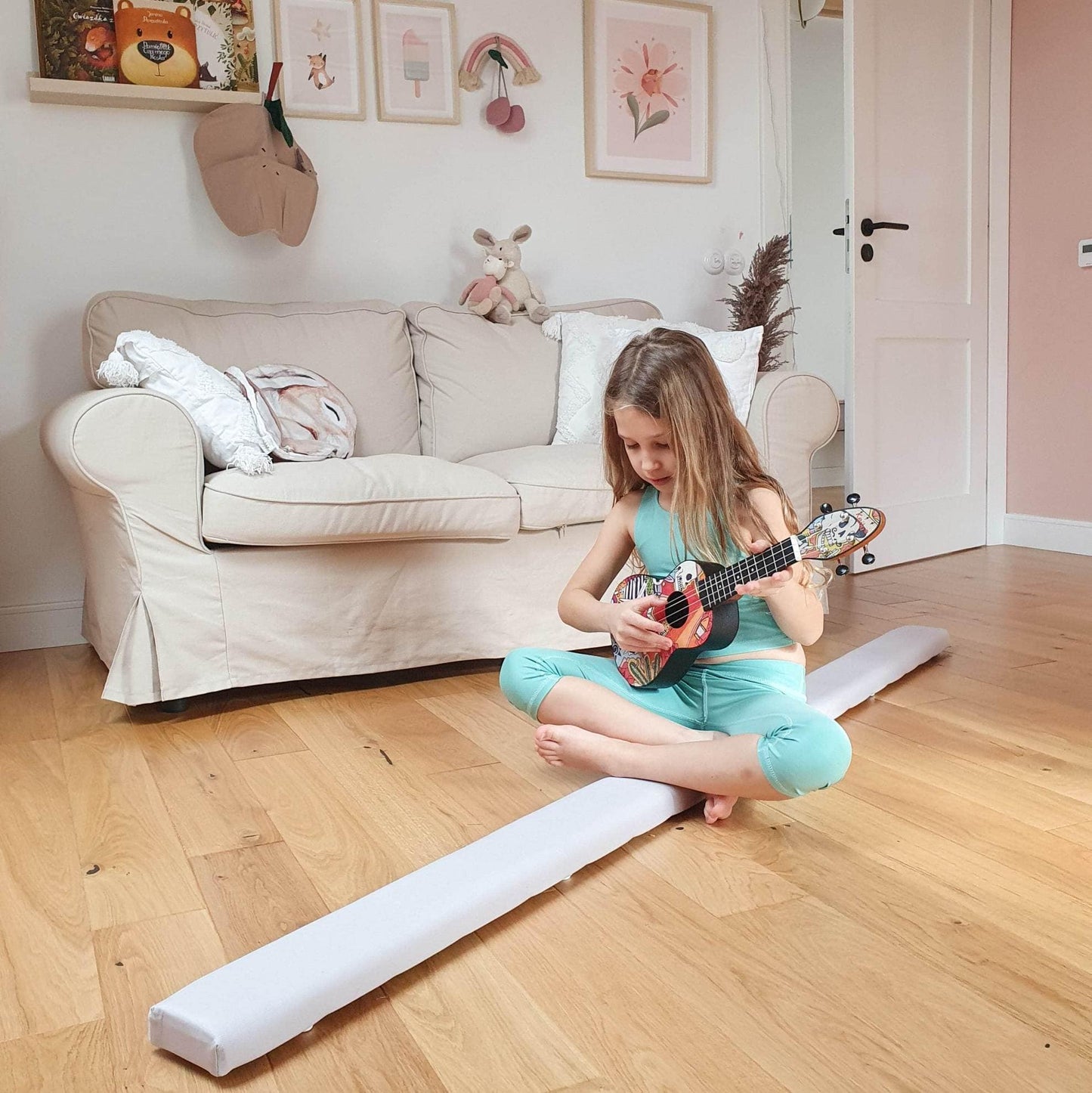 MAMOI® Gymnastics beam for kids Light grey (200 cm), Padded non-slip folding balance beam, Kids gym equipment at home, Gymnastic floor beams & bases for children-6