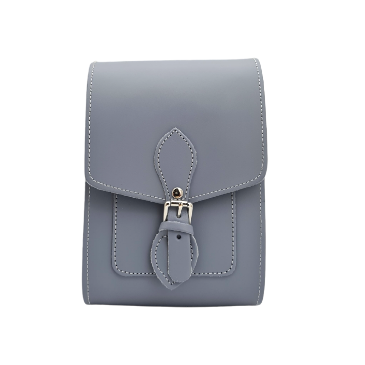 Handmade Leather Festival Phone Bag - Lilac Grey-1