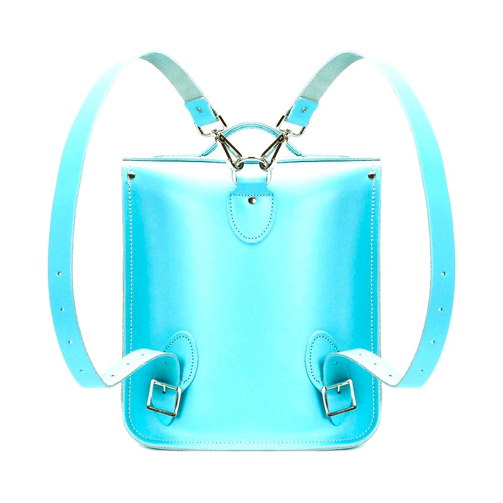 Handmade Leather City Backpack - Limpet -Shell Blue-3