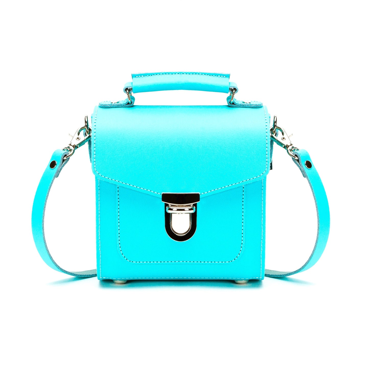 Handmade Leather Sugarcube Handbag - Limpet - Shell Blue-0