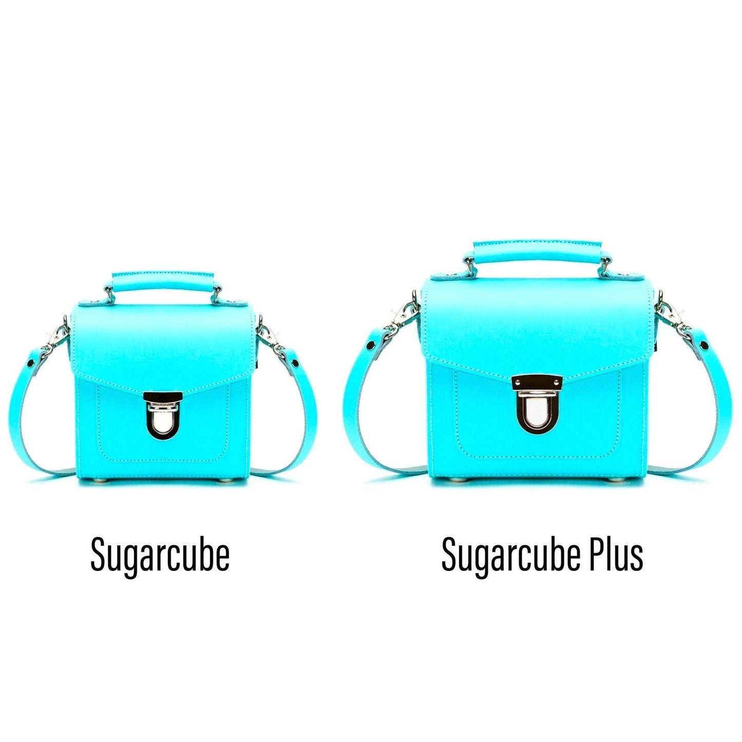 Handmade Leather Sugarcube Handbag - Limpet - Shell Blue-3