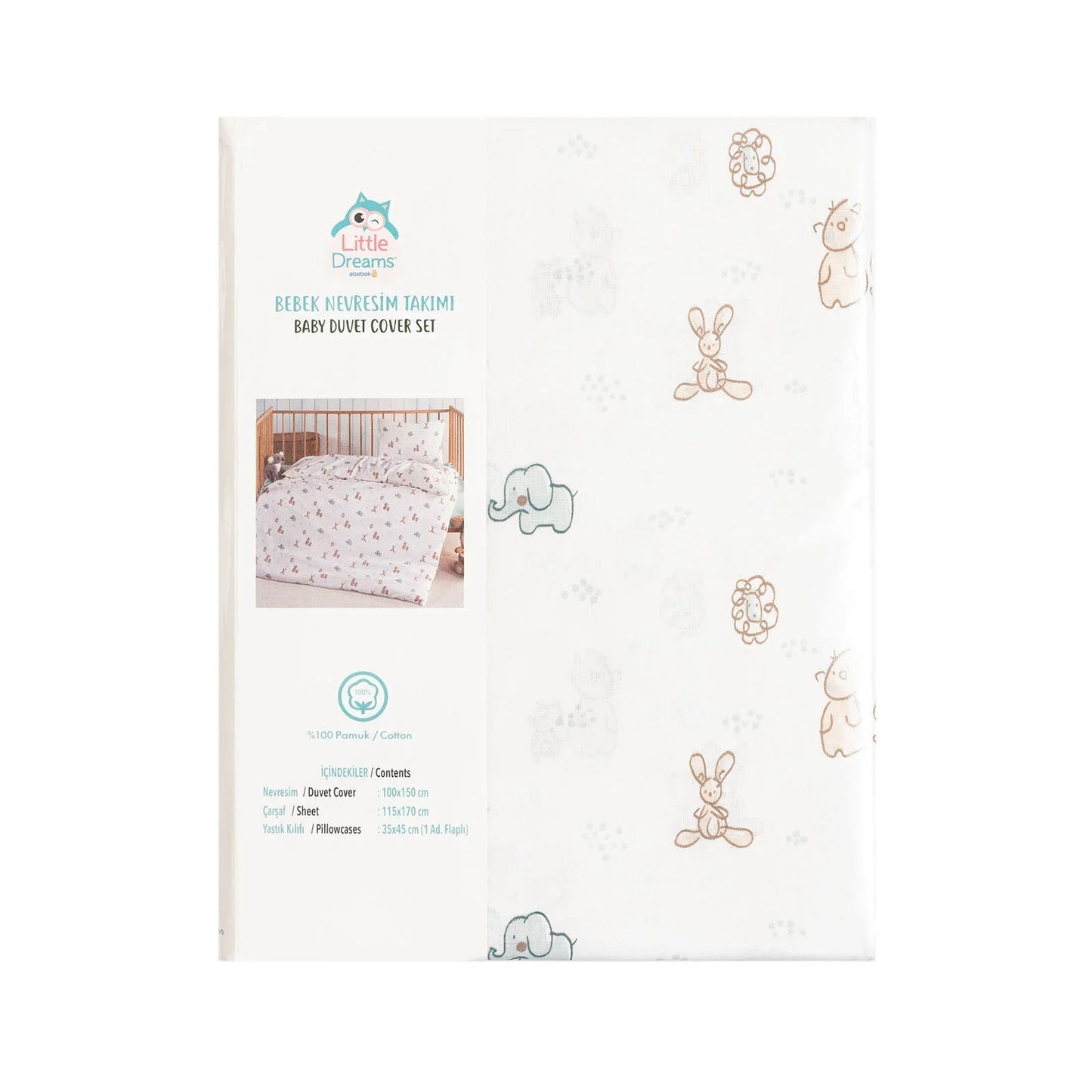 Little Dreams Unisex Baby Duvet Cover - Printed - mezetto