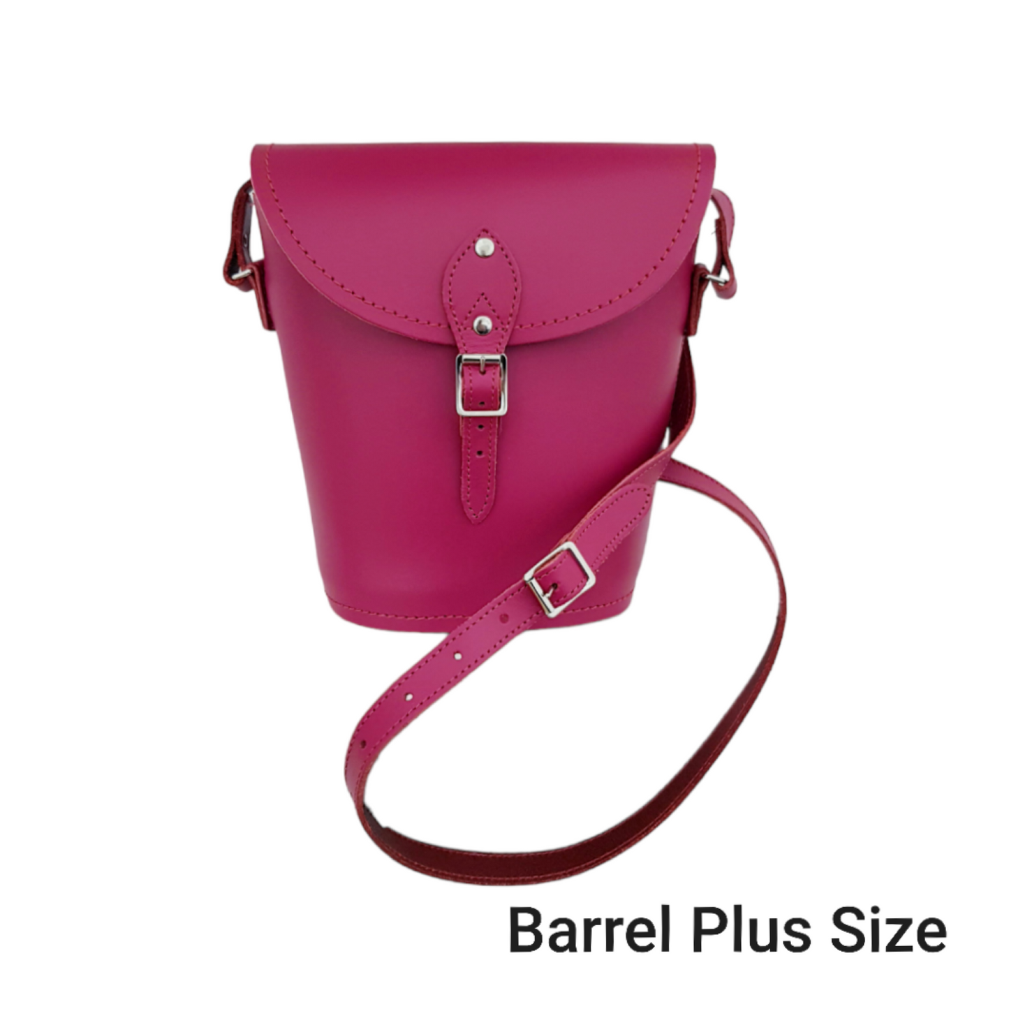 Handmade Leather Barrel Bag - Magenta-2