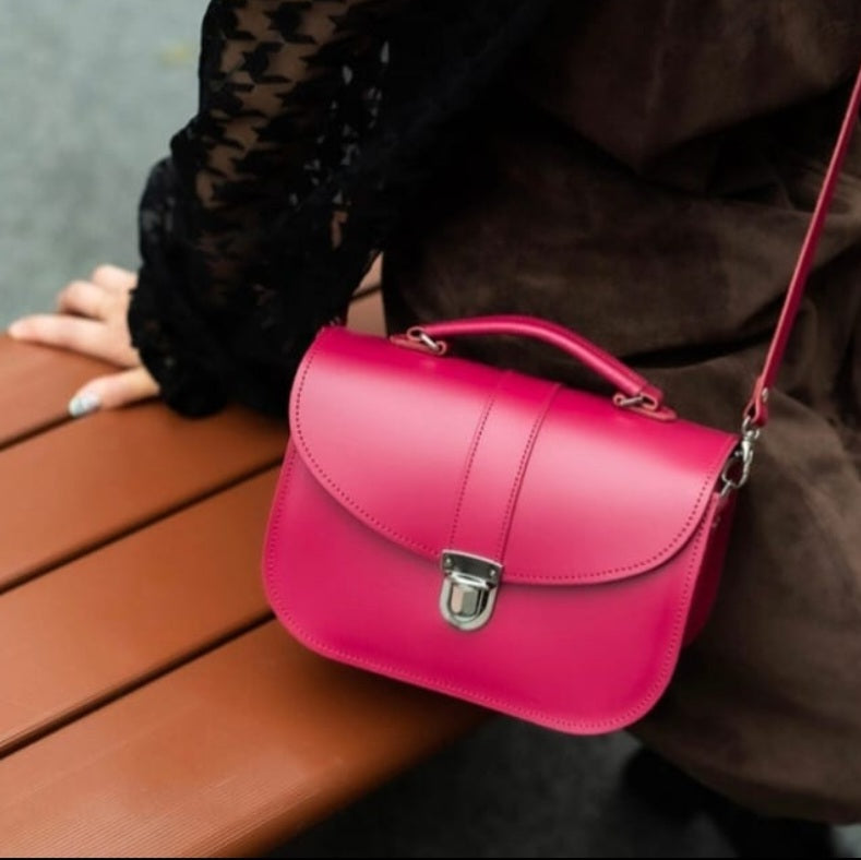 Olympia Handmade Leather Bag - Magenta-2