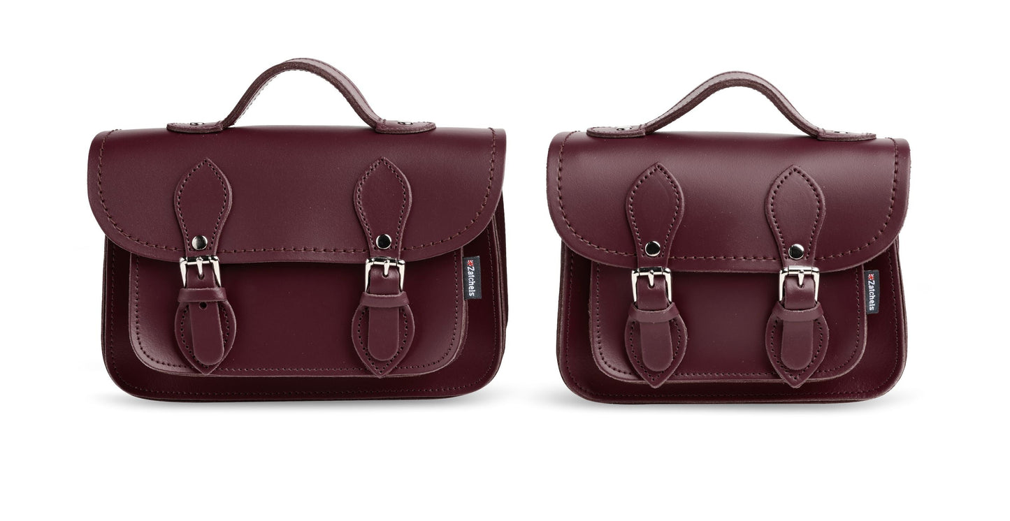 Handmade Leather Micro Satchel - Marsala Red-4