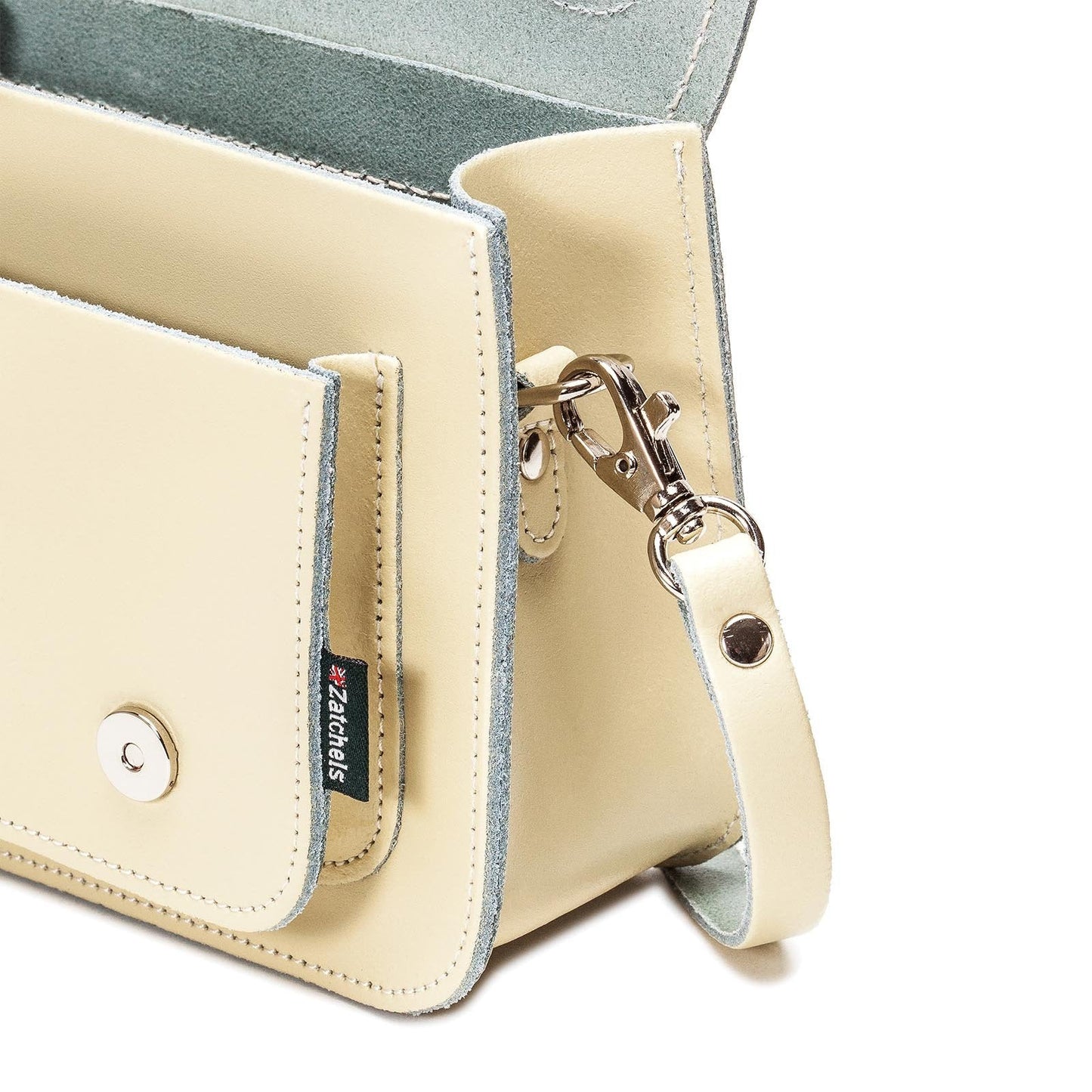 Handmade Leather Micro Satchel - Pastel Cream-2