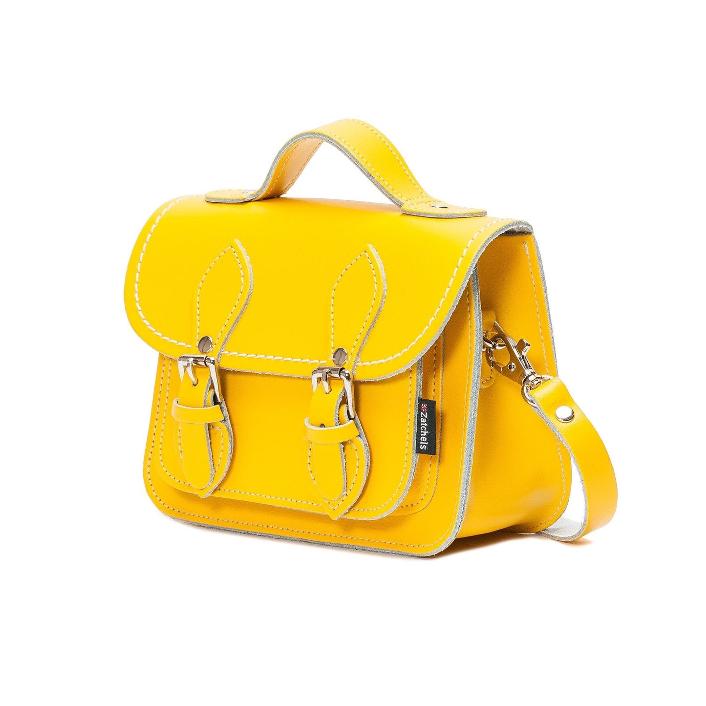 Handmade Leather Micro Satchel - Pastel Daffodil Yellow-1