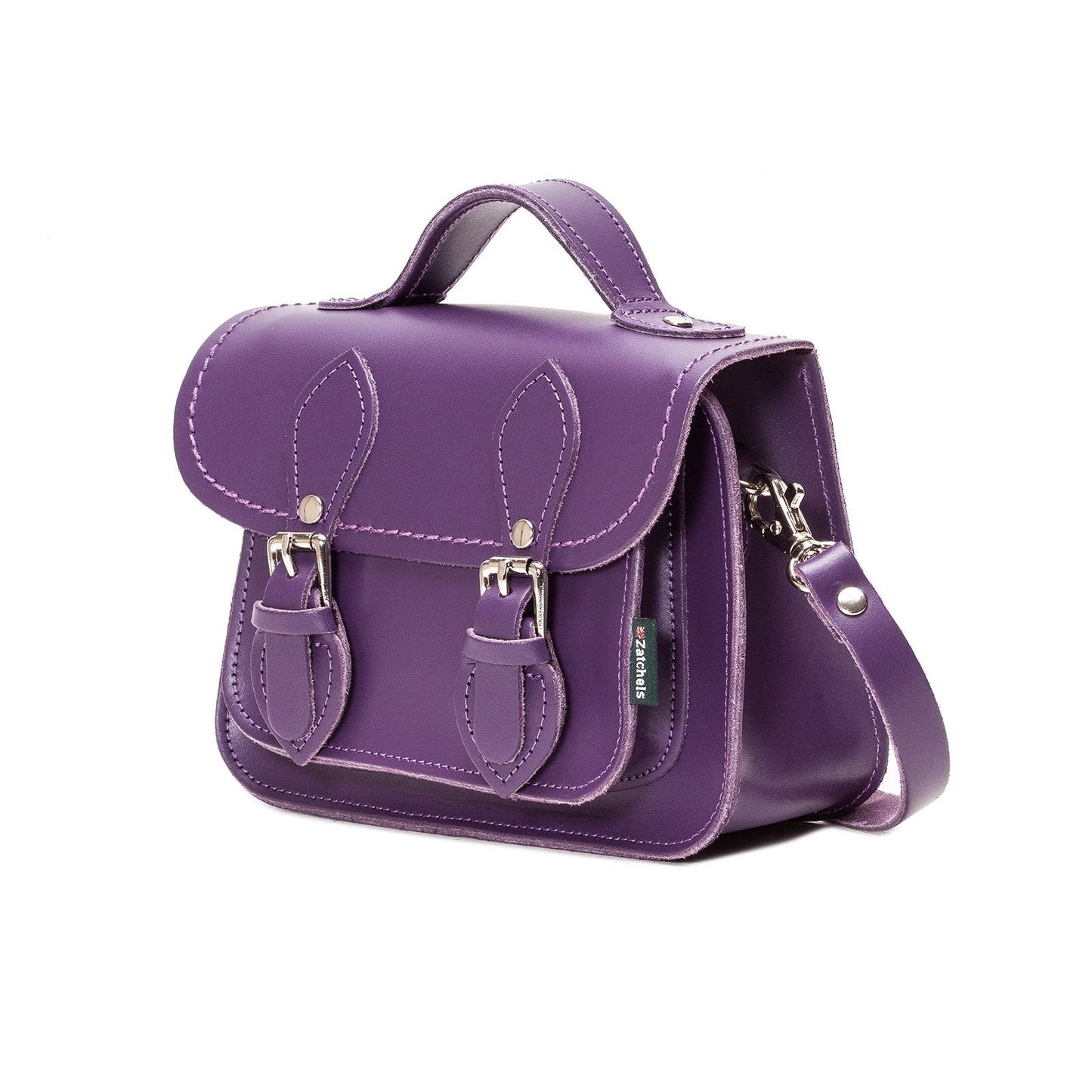 Handmade Leather Micro Satchel - Purple-1