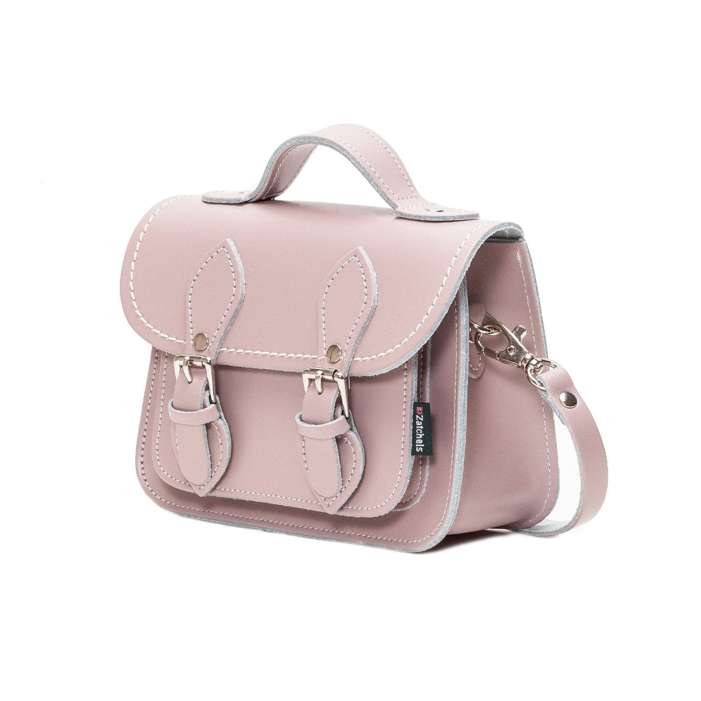 Handmade Leather Micro Satchel - Rose Quartz-2