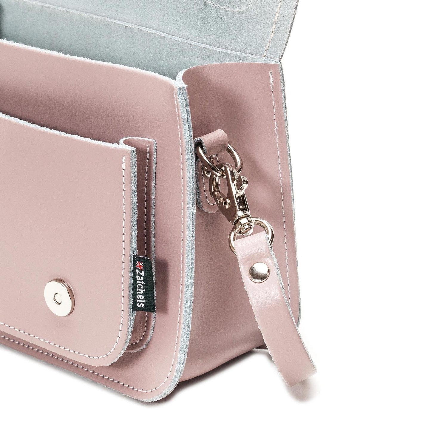 Handmade Leather Micro Satchel - Rose Quartz-3